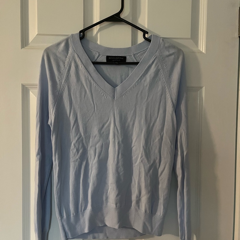 Banana Republic Light Blue V-Neck Sweater